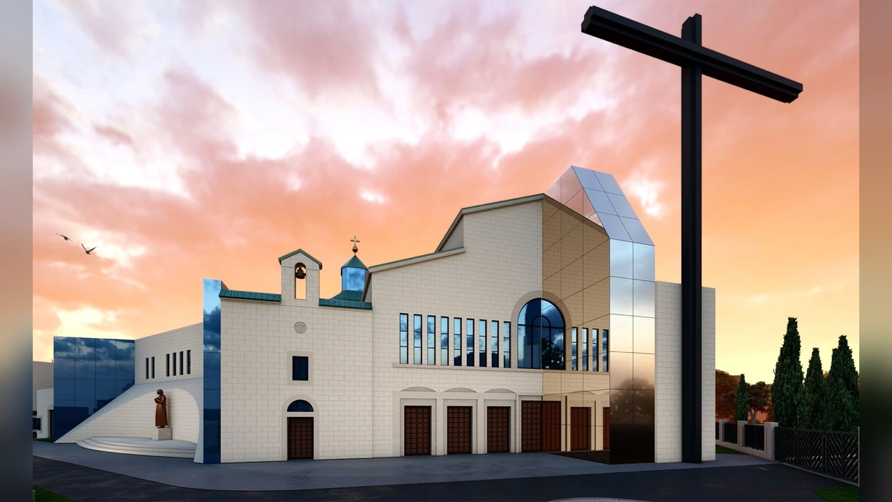 Projeto da Casa de São Pio em Brasília ao entardecer