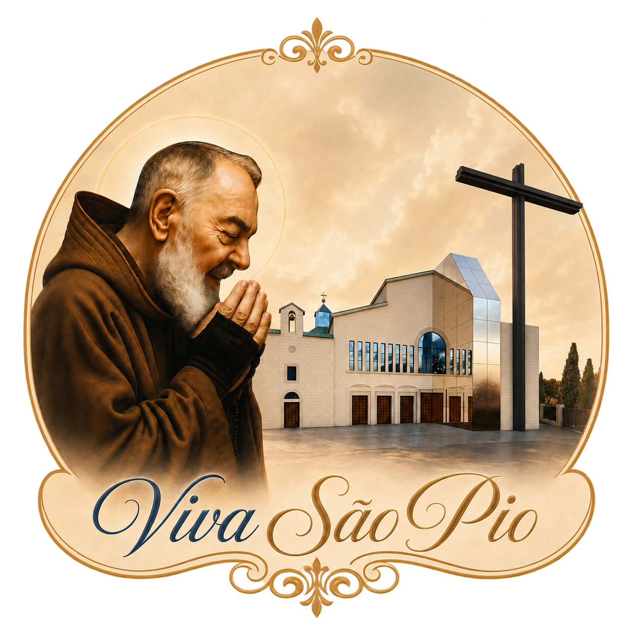 São Pio em oração, a Casa de São Pio em Brasília e a marca Viva São Pio